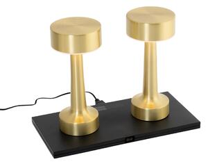 Set van 2 tafellampen goud RGBW oplaadbaar - Isobel