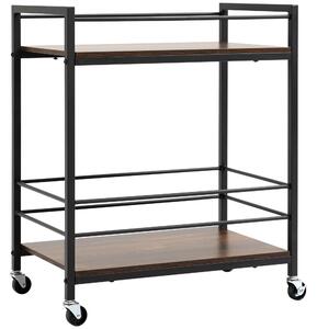 Carrello da Cucina con Portavivande 62x40x75 cm in Acciaio e Legno Marrone Rustico