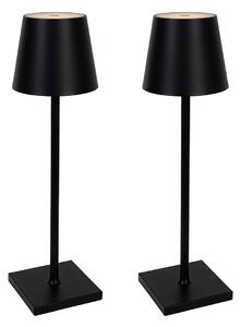 Set di 2 lampade da tavolo da esterno nere incl. LED e dimmer touch ricaricabile - Janet