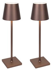 Set di 2 lampade da tavolo per esterni in bronzo con LED e dimmer ricaricabile - Janet