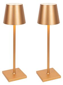Set di 2 lampade da tavolo da esterno oro con LED e dimmer ricaricabili - Janet
