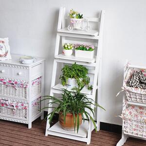 Portapiante Scaffale 4 Ripiani in Legno Massello 41x34x111,5 cm Fumer Kelvin Bianco
