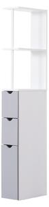 Mobiletto a Colonna da Bagno Salvaspazio in Legno Bianco 15x33x136 cm