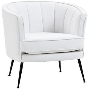 Poltroncina Imbottita da Camera 78,5x68x75 cm in Similpelle e Acciaio Bianco