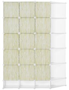 Scarpiera Modulare 145x47x196 cm Pannelli a Cubo e Triangolo in PP e Acciaio