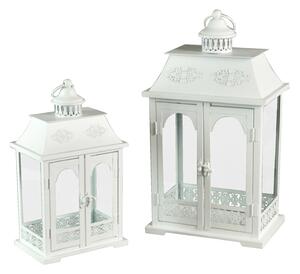 Set 2 Lanterne in Metallo bianco rettangolare