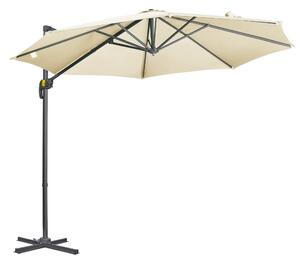 Ombrellone da Giardino Decentrato Ø294x248 cm in Alluminio Acciaio e Poliestere Bianco Crema