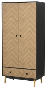 Armadio 2 Ante 2 Cassetti 90x50x190 cm in Legno Grigio Scuro