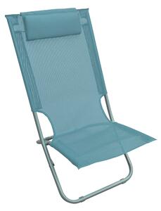 Sedia Mare Spiaggina Pieghevole 68x48x72 cm con Cuscino in Acciaio e Textilene Blu