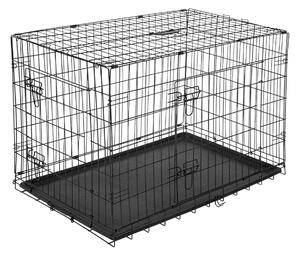 Trasportino in Acciaio per Animali Pieghevole Nero 122x77x82 cm