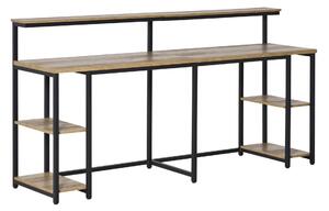 Scrivania da Ufficio Doppia 200x53x100 cm in Metallo e MDF Nero Marrone