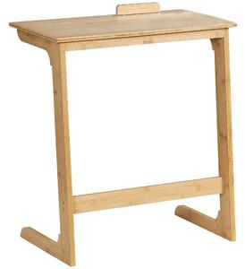 Tavolino da Divano a Forma di C 60x33x67 cm con Piano Inclinabile su 5 Livelli in Legno di Bambù Naturale