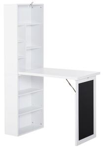 Scrivania da Ufficio Pieghevole con Libreria 98x51x153 cm Bianca