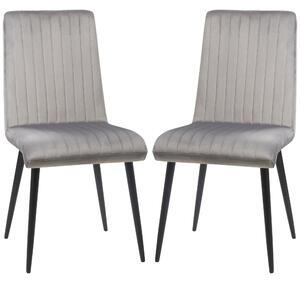 Set 2 Sedie Imbottite 43x58x90 cm in Tessuto Grigio e Nero
