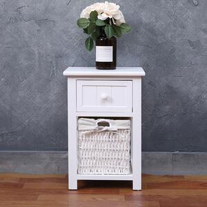 Comodino 2 Cassetti in Legno Massello 28x30x45 cm Fumer Elliot Bianco