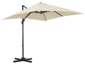 Ombrellone da Giardino Decentrato 245x245x248 cm in Alluminio Crema