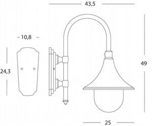Lampada Applique in Basso Colore Nero per Esterno Linea Lampara Sovil