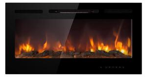Camino Elettrico da Incasso Effetto Fiamma 101,6x14x54,6 cm 750W/1500W Nero