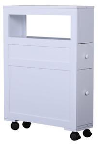 Mobiletto da Cucina in Legno con Ripiano e 2 Cassetti Posate Bianco 16x52x66 cm