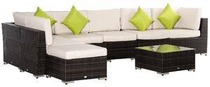 Set Salotto da Giardino Divano Angolare Tavolino e Poggiapiedi in Rattan Multicolore