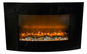 Camino Elettrico da Parete Effetto Fiamma 88,5x13,5x56 cm 900W/1800W Nero