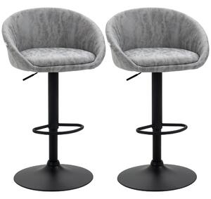 Set 2 Sgabelli da Bar 57x50x84-104 cm Seduta in Similpelle Grigio Chiaro
