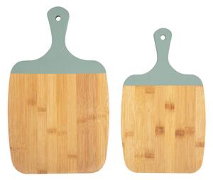 Gourmet - Set Due Taglieri Bamboo Con Bordo Verde