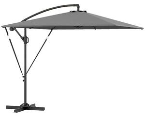 Outsunny Ombrellone da Giardino a Sbalzo 3x2.5 m con Manovella, Inclinabile e Girevole con Copertura, Grigio