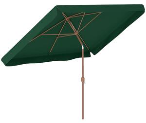 Outsunny Ombrellone da Giardino 2x3 m con Apertura a Manovella, Inclinabile e Anti UV 50+, Verde