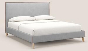 Leila letto imbottito con piedini legno in tessuto smacchiabile T17 gr