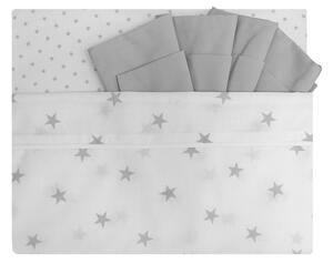 Set Lenzuola Culla e Carrozzina Fantasy Stelle Grigio