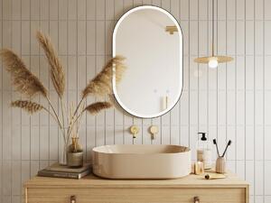 Specchio per bagno luminoso ovale antiappannamento con contorno 50 x 80 cm Nero - ALARICO