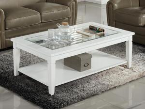 Tavolino rettangolare in Pino bianco e vetro temperato - GUERANDE