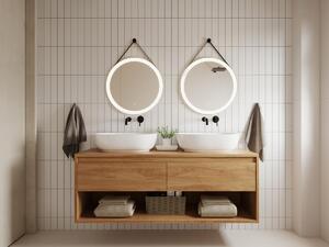 Specchio per bagno luminoso antiappannamento sospeso con gancio e contorno 60 x 60 cm Nero - BORJA