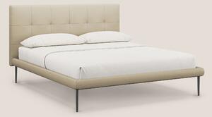 Midori letto imbottito trapuntato in ecopelle con piedini alti T04 pan