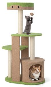 Costway Albero tiragraffi per gatti a 5 livelli da interno, Albero alto 111cm con pali tiragraffi in sisal trespolo Verde