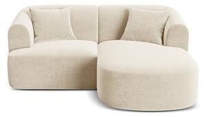 Divano angolare beige (con penisola a destra/con chaise lounge) con rivestimento in velluto Campi – Cosmopolitan Design