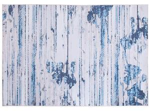 Tappeto tappetino Moquette Tessuto in poliestere beige e blu Motivo astratto invecchiato Fondo rivestito in gomma 160 x 230 cm Beliani