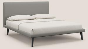 Noel letto minimal scandinavo con piedi in mogano e tessuto fiammato i