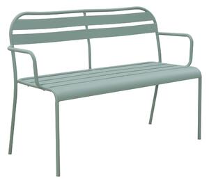 Panchina da giardino Cafe 2 posti in acciaio con seduta in acciaio verde