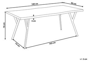 Tavolo da cucina in legno chiaro rettangolare moderno con piano in MDF e gambe in acciaio 180 x 90 cm 4 posti da cucina Beliani