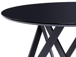 Tavolo da cucina rotondo moderno con piano lucido in MDF e gambe in acciaio 120 cm nero 4 posti da cucina Beliani
