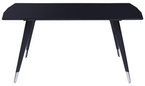 Tavolo da cucina rettangolare moderno con piano lucido in MDF nero e gambe in acciaio 160 x 90 cm 4 posti da cucina Beliani