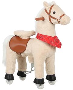 AIYAPLAY Cavallo Cavalcabile per Bambini con Testa Girevole, Suoni Realistici, Ruote Scorrevoli, Marrone Chiaro | Aosom Italy