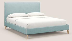 Leila letto imbottito con piedini legno in tessuto smacchiabile T17 ve