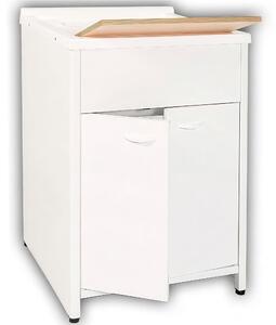 Lavatoio Grande con mobile in alluminio per esterno Dotato di Vasca e Tavoletta Lavapanni Dimensioni 60x60xh 83 cm con tubo rubinetto, flessibile e Gomito colore bianco RAL 9010