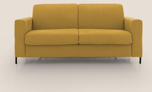 Ortensia divano letto materasso H18 cm con piedi alti in elegante micr