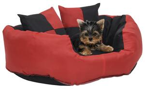 Cuscino per Cani Reversibile e Lavabile Rosso e Nero 65x50x20cm