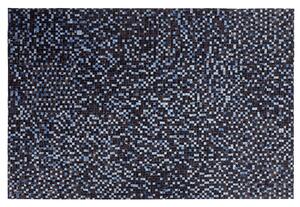 Tappeto tappetino Marrone e Blu in Vera Pelle di Vacchetta Rettangolare 140 x 200 cm Patchwork Boho Decor Beliani