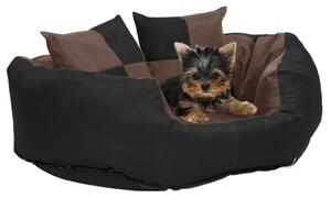 Cuscino per Cani Reversibile e Lavabile Nero Marrone 65x50x20cm